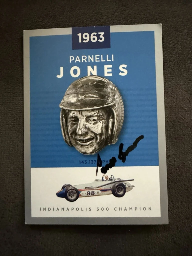 Signed Trading Card Indy 500 Car Indianapolis Parnelli Jones Borg Warner