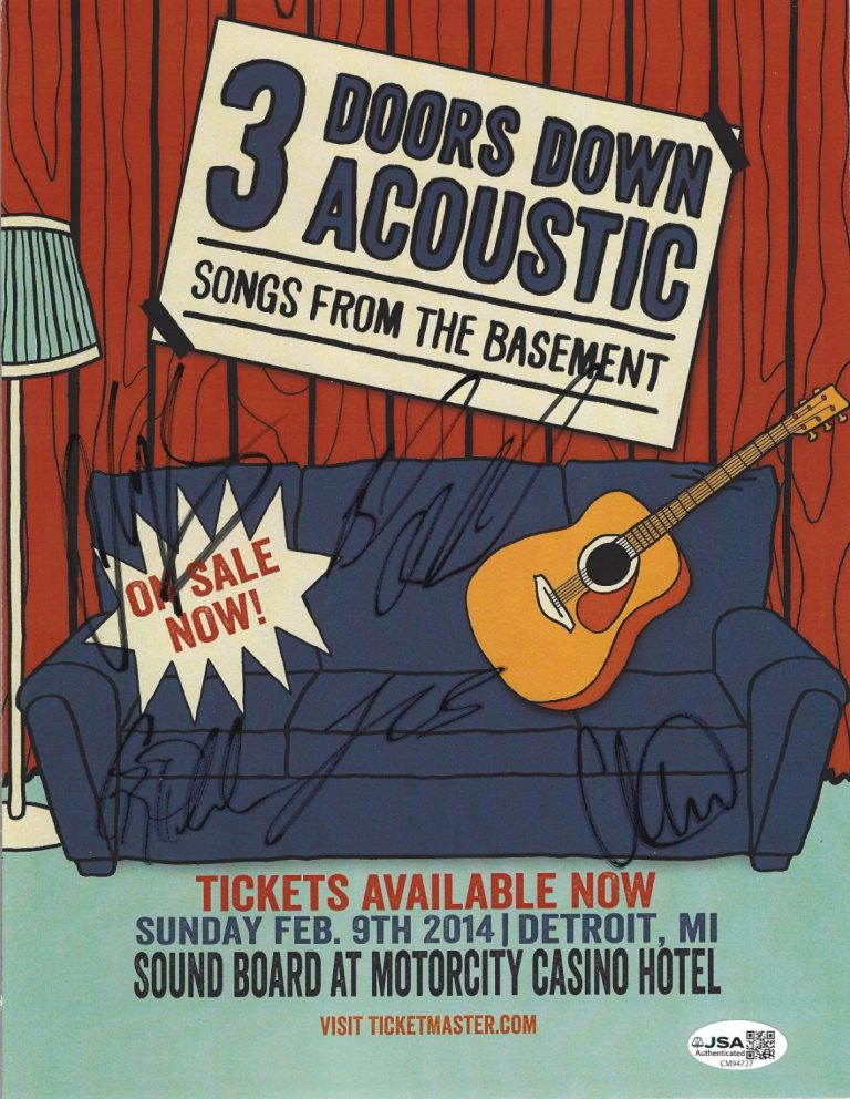 3 Doors Down full band SIGNED Concert Show Promo Photo #1 JSA COA Brad Arnold +4