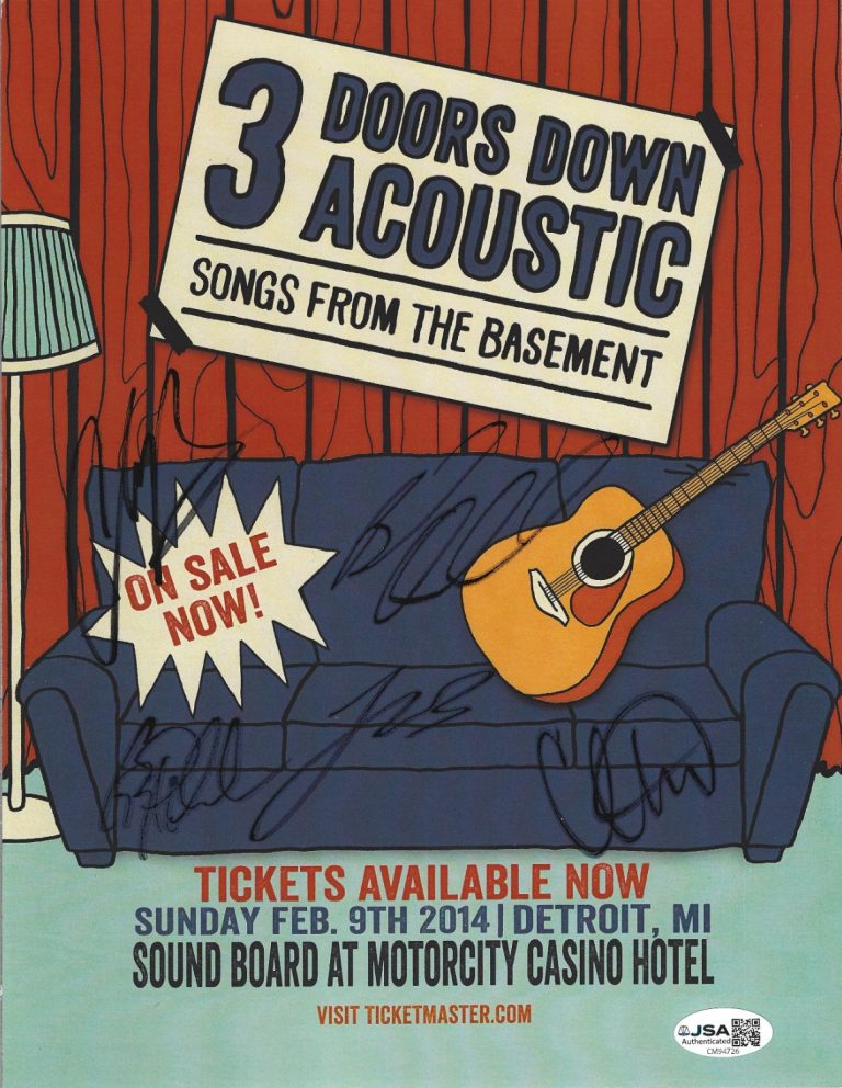 3 Doors Down full band SIGNED Concert Show Promo Photo #2 JSA COA Brad Arnold +4