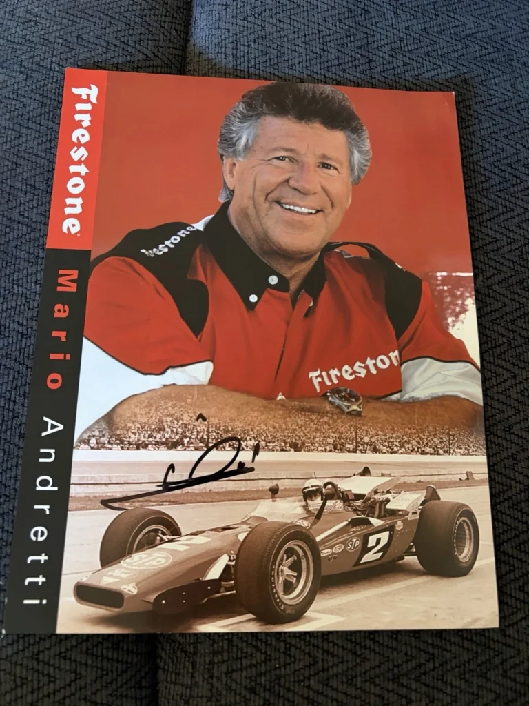 Mario Andretti Indy Car Indianapolis 500 Promo hero Card Autographed