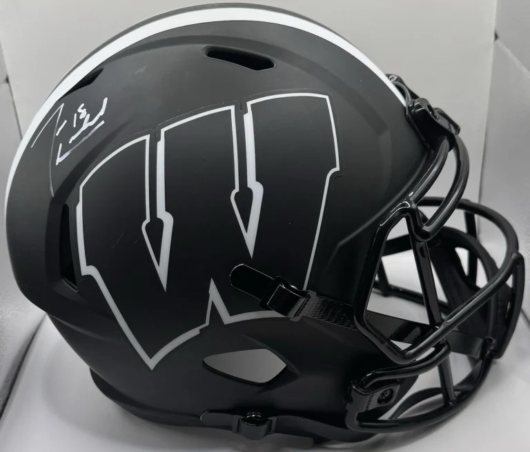 Jim Leonhard Signed Autographed Wisconsin Badgers Full Size Helmet JSA COA