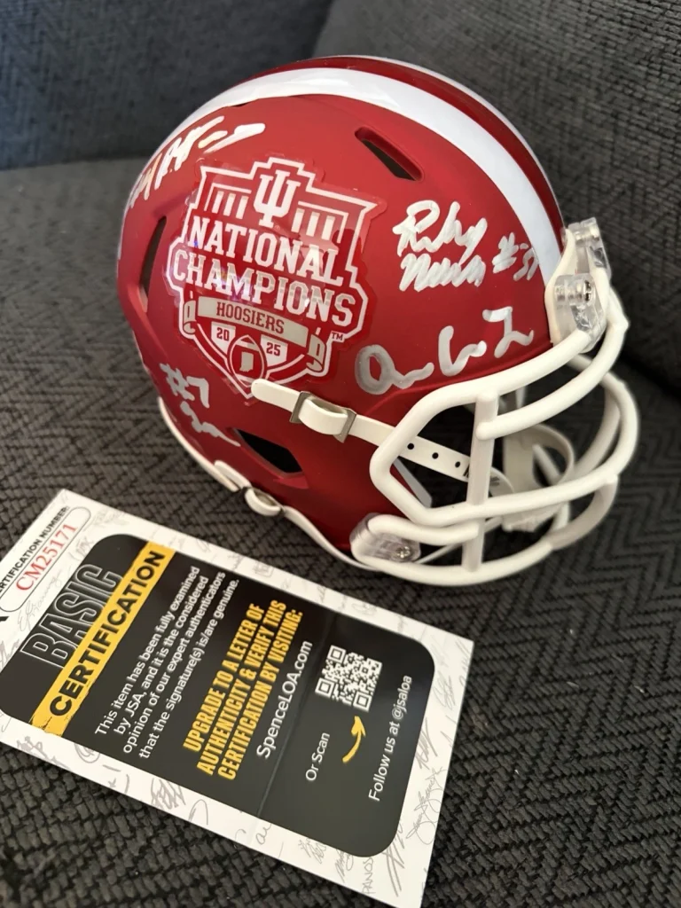 Omar Cooper Jr Aiden Fisher Signed Mini Helmet JSA Authenticated COA IU +3