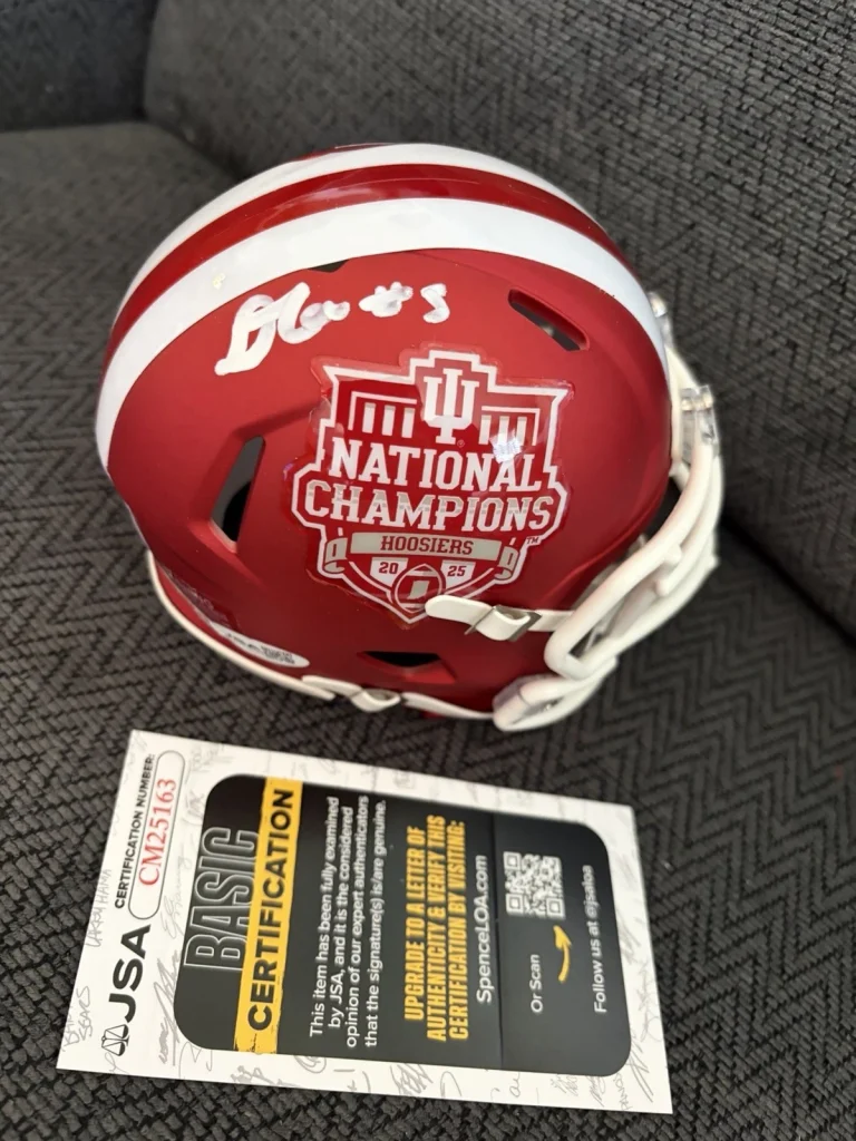 D'Angelo Ponds Signed Mini Helmet JSA Authenticated COA Indiana Hoosiers Champs