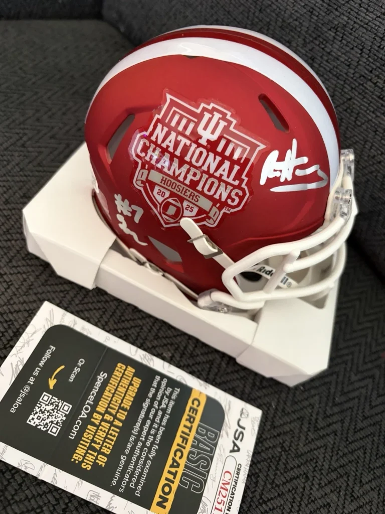 Roman Hemby & Lou Moore Signed Mini Helmet JSA Authenticated COA Hoosiers Champs