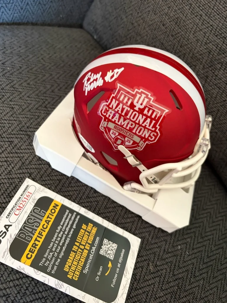Riley Nowakowski Signed Mini Helmet JSA Authenticated COA Indiana Hoosiers Champ
