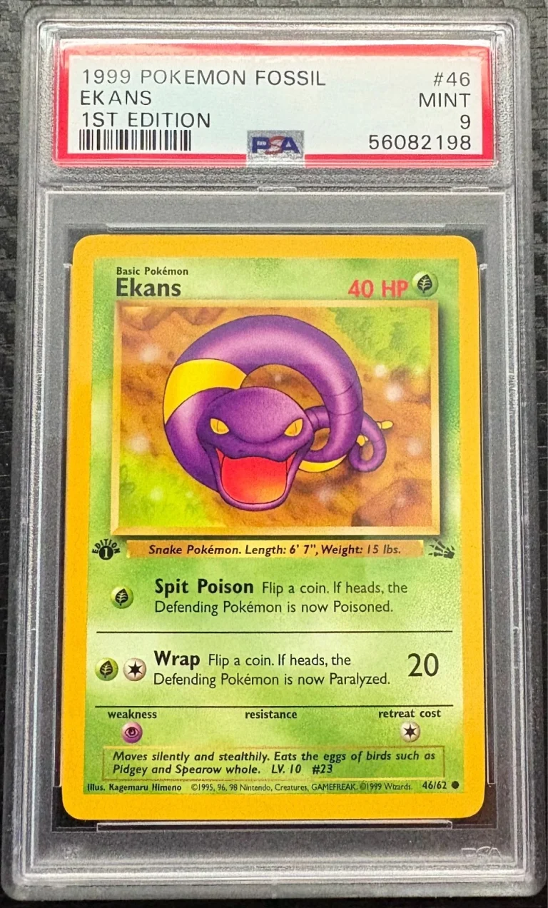 1999 Pokemon Fossil 1st Edition Ekans #46 PSA 9