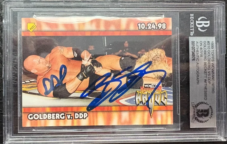 1999 Topps WCW/NWO #10 Goldberg DDP Diamond Dallas Page Signed Beckett BAS
