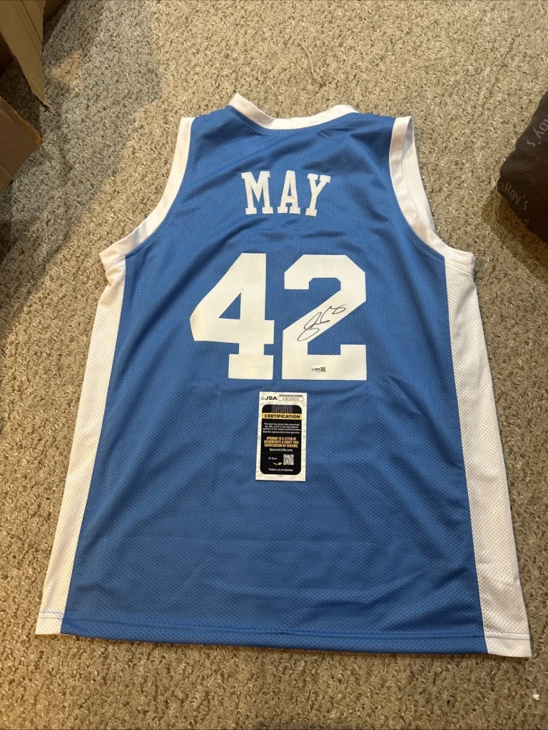 NORTH CAROLINA TAR HEELS- SEAN MAY SIGNED AUTOGRAPH JERSEY JSA COA BASKETBALL
