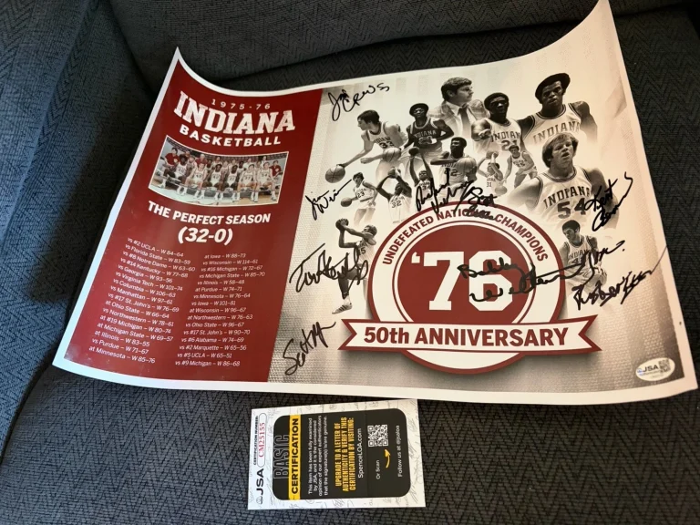 1976 Hoosiers Team Signed Poster JSA Authenticated COA Scott May Kent Benson