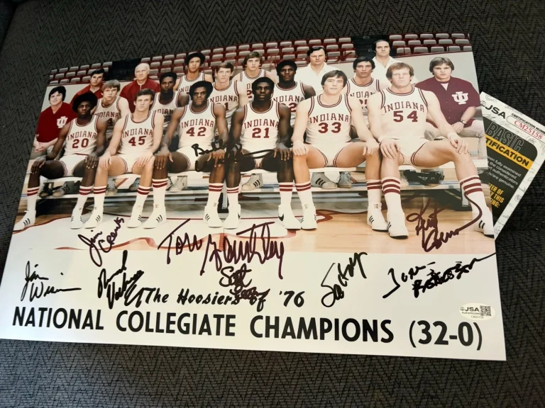 1976 Hoosiers Team Signed 12x18 JSA Authenticated COA Scott May Kent Benson ++