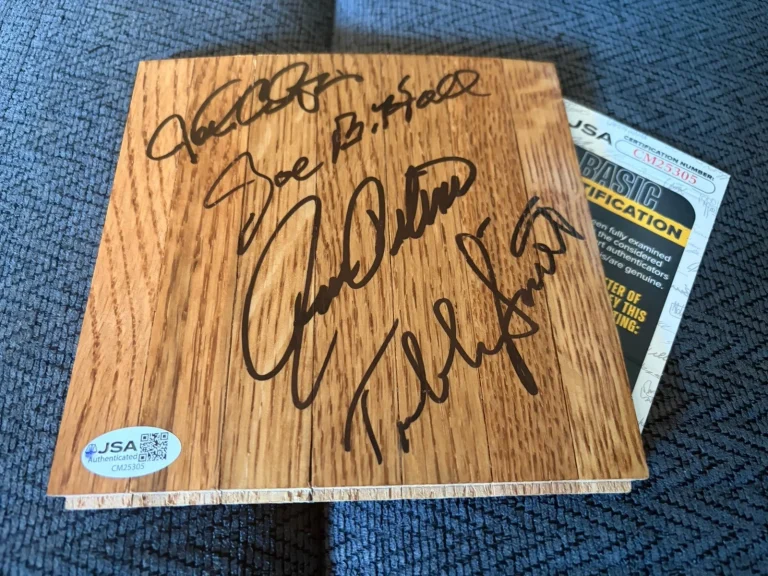 Rick Pitino Joe B Hall Tubby Smith John Calipari signed 6 x 6 Wood floor JSA COA