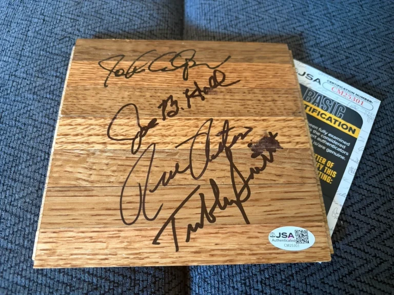 Rick Pitino Joe B Hall Tubby Smith John Calipari signed 6 x 6 Wood floor JSA COA