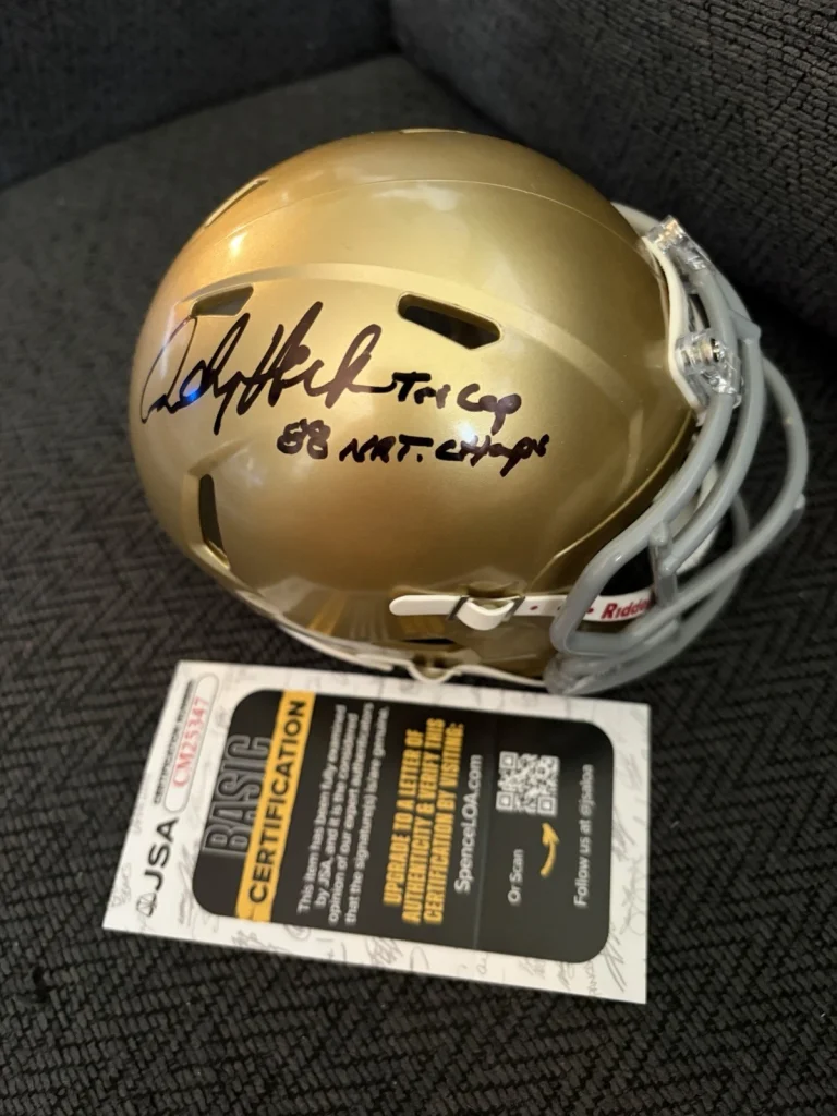 Andy Heck Signed Notre Dame Mini Helmet Autographed JSA Authentication COA