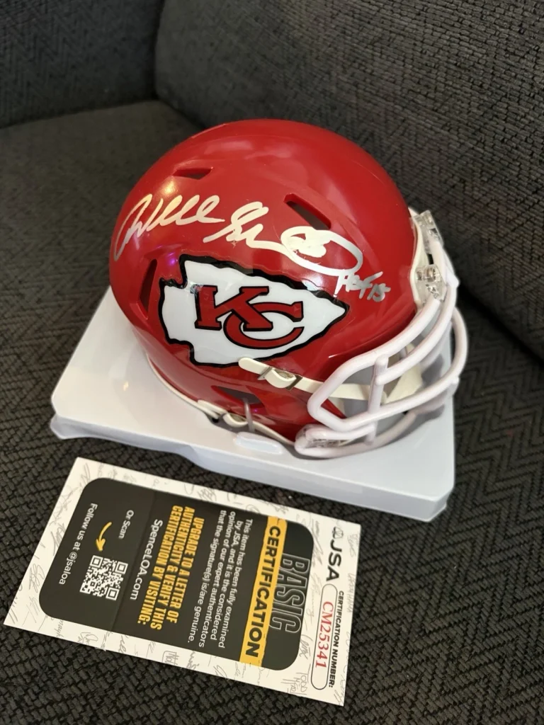 Will Shields Signed Chiefs Hall Of Fame Mini Helmet JSA Authentication COA