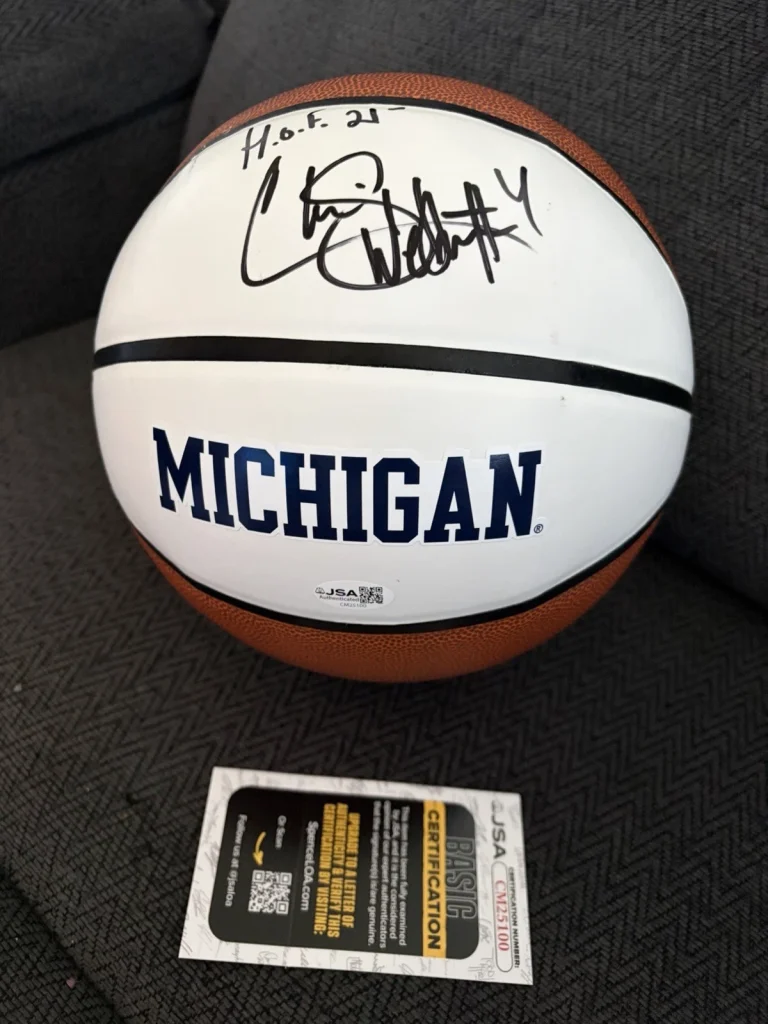 Chris Webber Signed NCAA Basketball JSA COA Authentication Michigan Wolverines