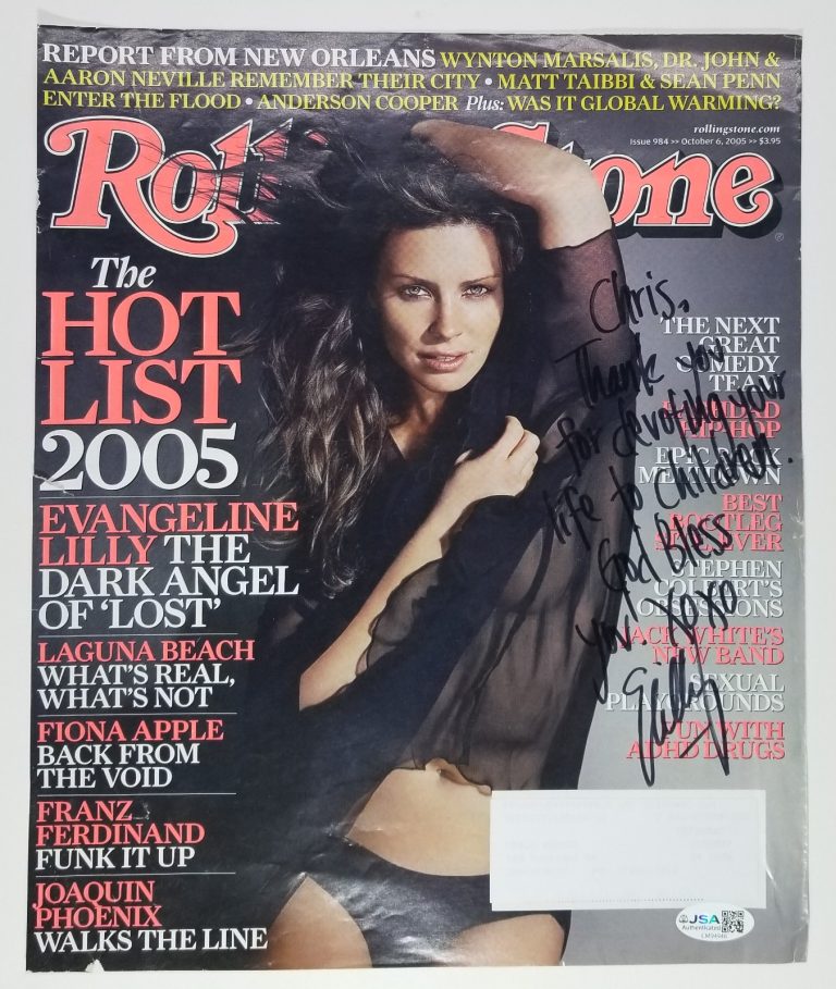 Evangeline Lilly SIGNED 2005 Rolling Stone Mag Cover Page JSA COA Hobbit Lost