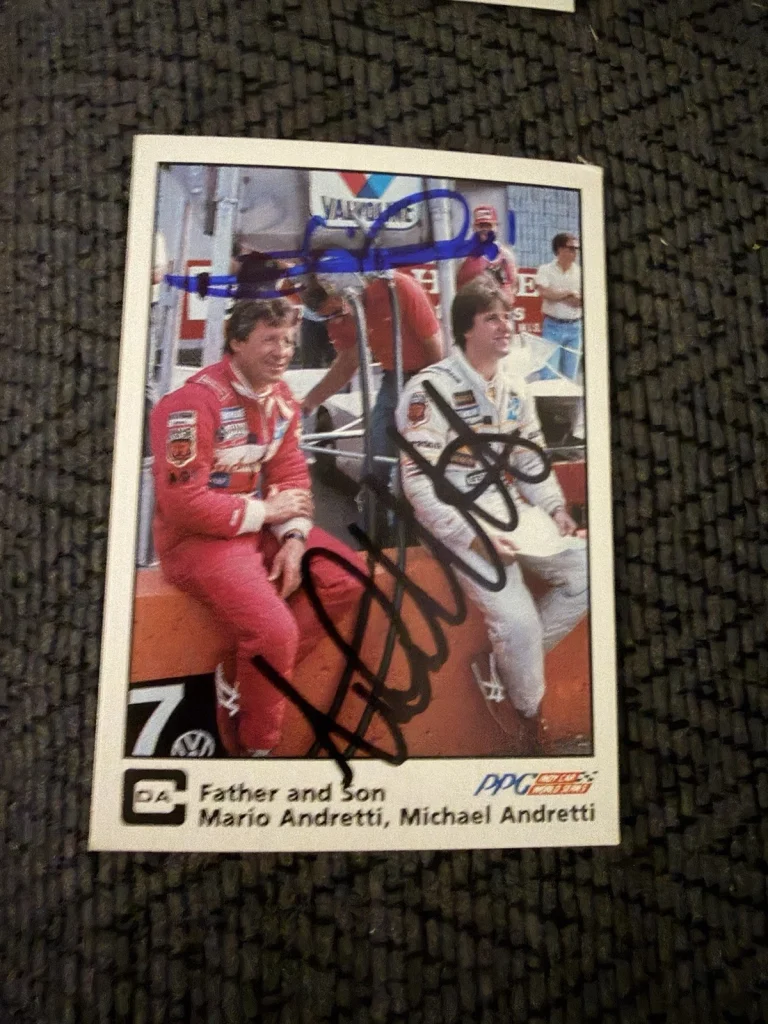 Signed Trading Card Indy 500 Car Mario & Michael Andretti Autographed