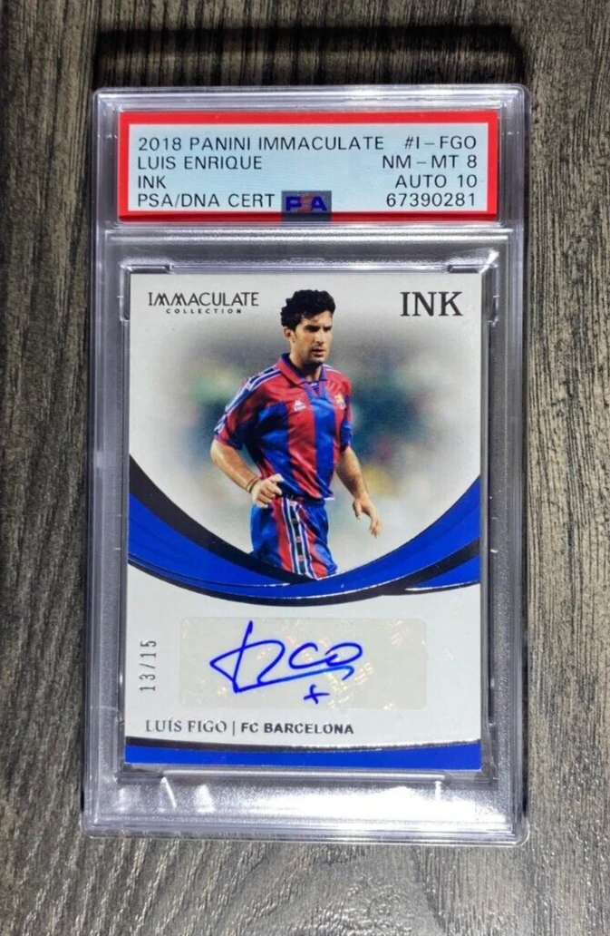 2018 Panini Immaculate Ink Luis Figo Auto /15 PSA 8