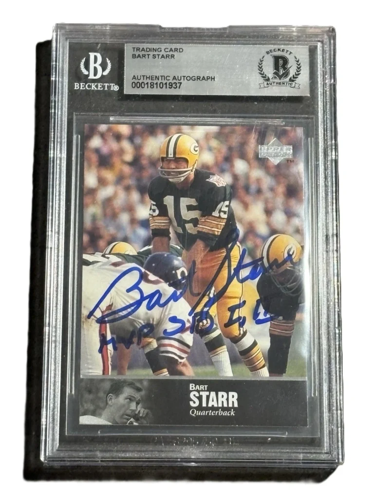 Bart Starr Signed MVP SB I, II 1997 Upper Deck Legends #1 Beckett BAS