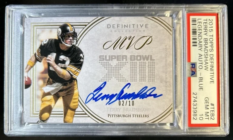2015 Topps Definitive Legendary Autographs /10 Blue Terry Bradshaw #TEB2 PSA 10