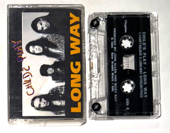 Child's Play glam rock band hand SIGNED rare Long Way cassette tape COA 1993