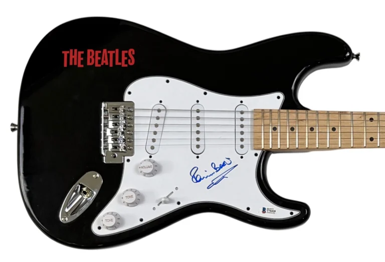 Pete Best Signed The Beatles Electric Guitar Autograph 1st Drummer Beckett COA