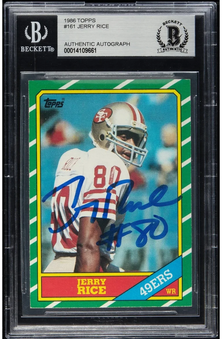 Jerry Rice Signed 1986 Topps #161 Rookie Card RC Auto Beckett BAS