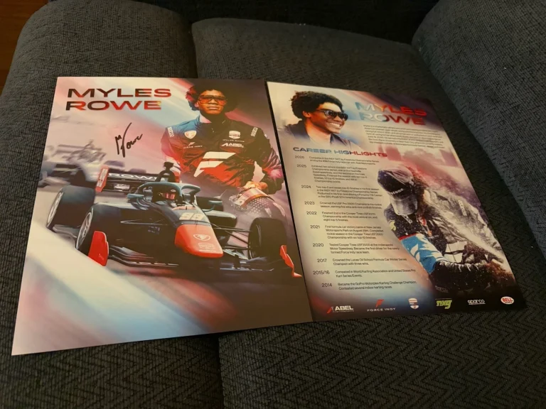 Myles Rowe 2026 Indy NXT Signed Car Promo Hero Card Feeder Indianapolis 500
