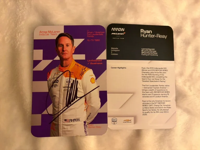 Ryan Hunter-Reay 2026 Indy 500 Only Signed Car Promo Hero Card Indianapolis
