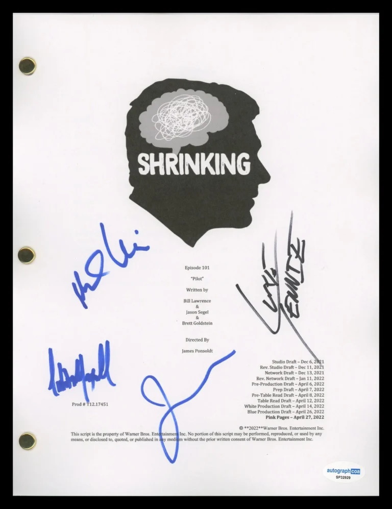 Shrinking AUTOGRAPHS Signed Pilot Script - Jason Segel, Michael Urie +2 ACOA