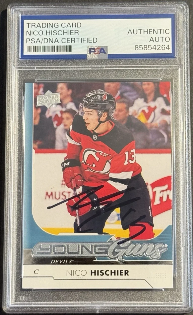 Nico Hischier Signed 2017-18 Upper Deck Young Guns Auto PSA/DNA Devils