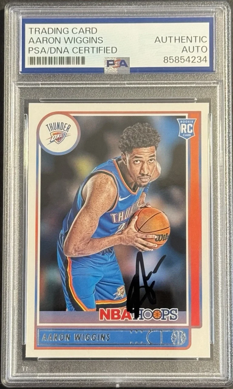 Aaron Wiggins Signed 2021-22 NBA Hoops Rookie Card PSA/DNA Slabbed Thunder