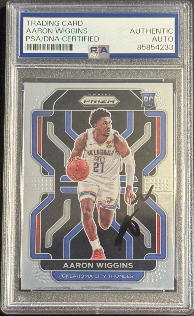Aaron Wiggins Signed 2021-22 Panini Prizm Rookie Card PSA/DNA Slabbed Thunder