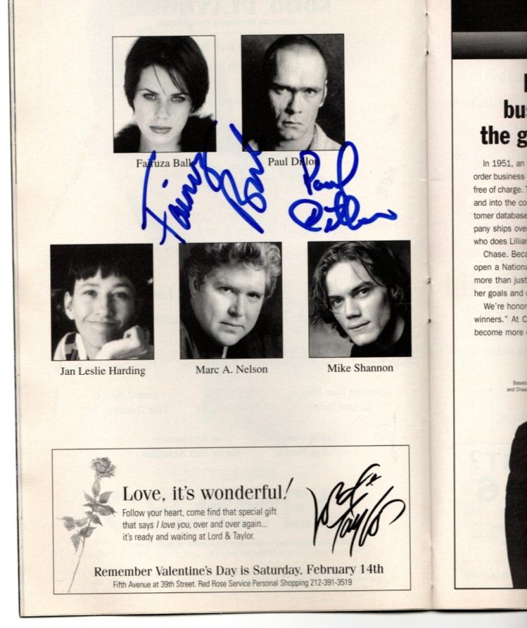 Fairuza Balk & Paul Dillon REAL hand SIGNED Killer Joe Playbill January 1999 COA