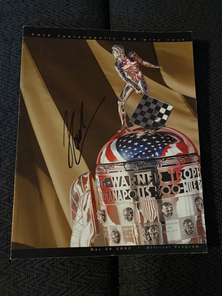2002 Indy 500 Program Signed By Winner Helio Castroneves Autograph Indianapolis