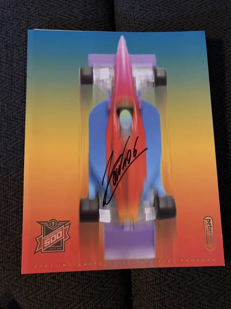 2003 Indy 500 Program Signed By Pole Winner Helio Castroneves Indianapolis