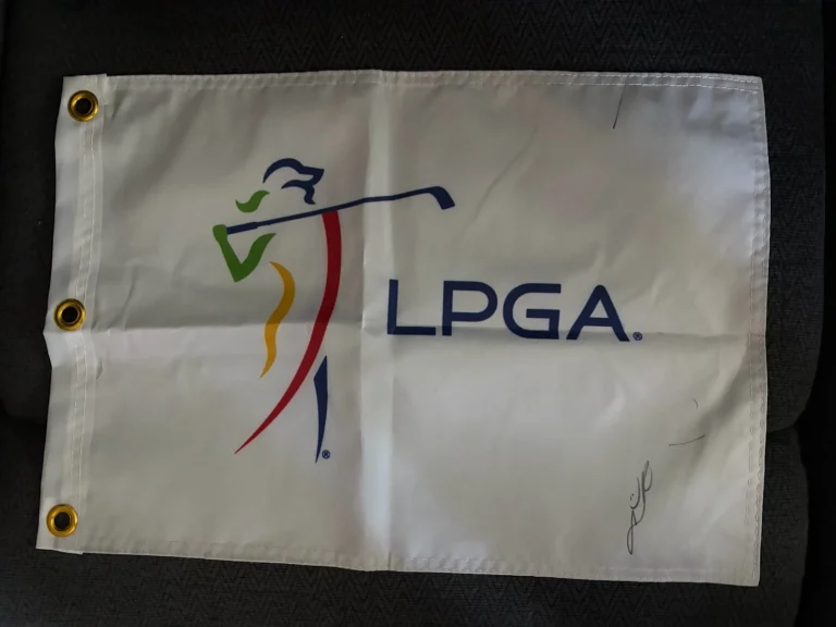 Golfer Lydia Ko LPGA Logo Golf Flag Stray Sharpie Marks