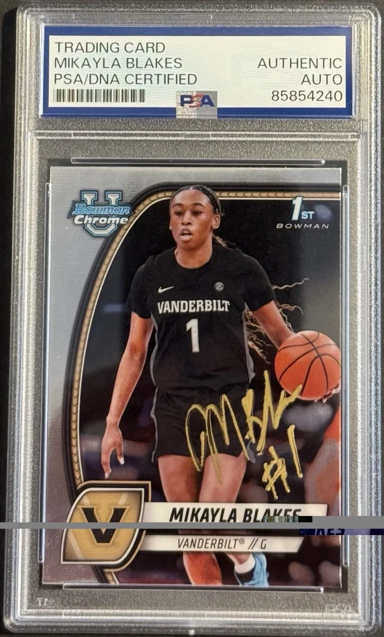 Mikayla Blakes Signed 2025 Bowman Chrome U Rookie Card PSA/DNA Slabbed Vandy