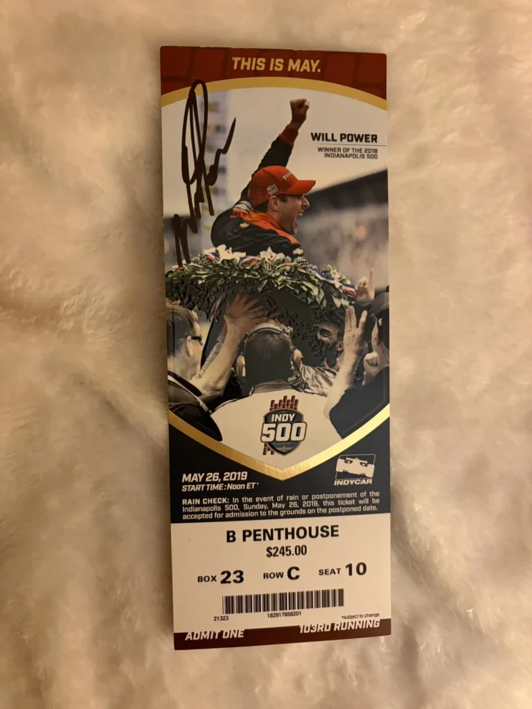 2019 Indy Car Will Power Signed Ticket (2018 Indy Winner) Indianapolis 500