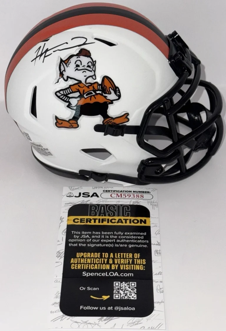 Harold Fannin Jr Signed Autographed Cleveland Browns Elf Mini Helmet JSA COA