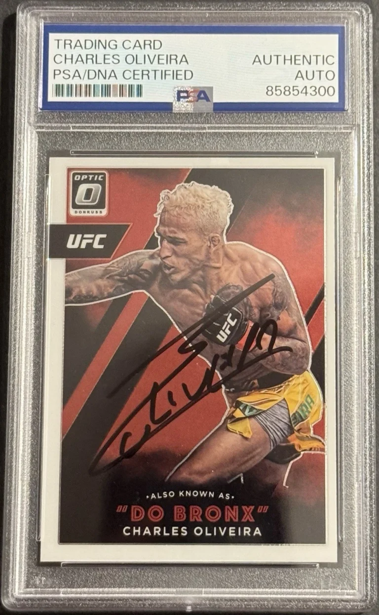 Charles Oliveira Signed Auto 2022 Donruss Optic AKA Bronx UFC Card PSA/DNA Slab