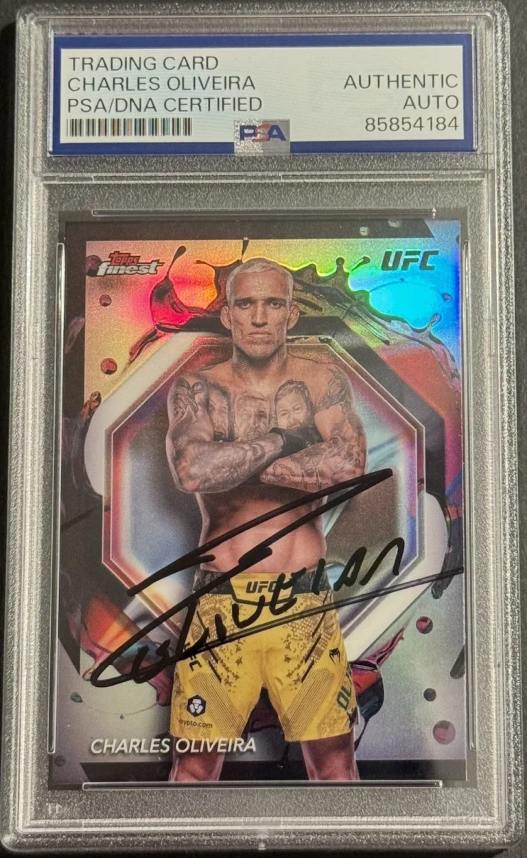 Charles Oliveira Signed Auto 2024 Topps Finest Rare UFC Card PSA/DNA Slab