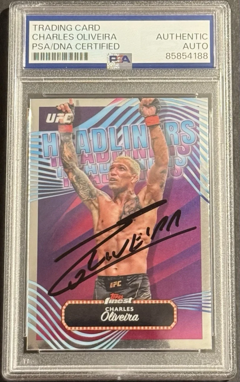 Charles Oliveira Signed Auto 2024 Topps Finest Headliners UFC Card PSA/DNA Slab