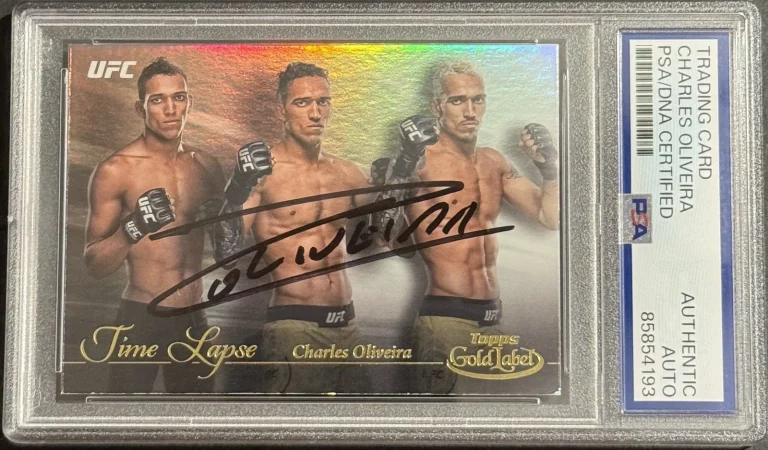 Charles Oliveira Signed Auto 2024 Topps Gold Label Time UFC Card PSA/DNA Slab