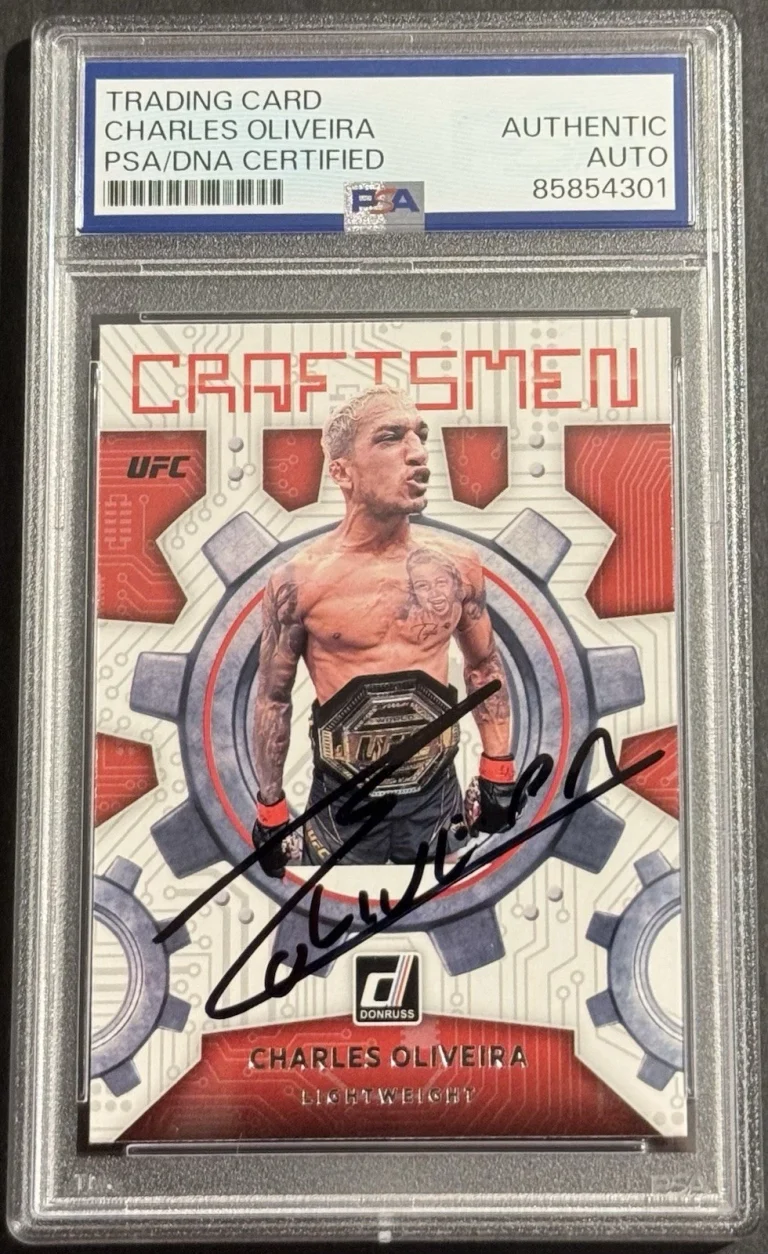 Charles Oliveira Signed Auto 2022 Donruss Craftsmen UFC Card PSA/DNA Slab