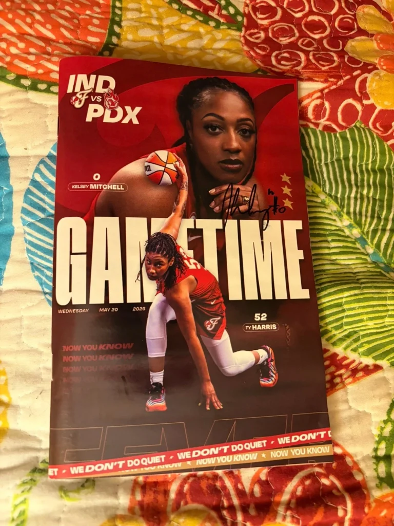 May 20, 2026 Indiana Fever Gametime Program Signed Kelsey Mitchell & Ty Harris