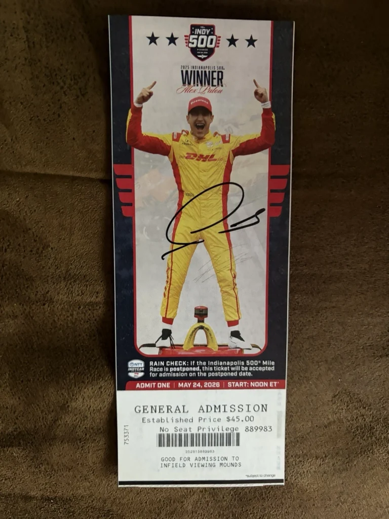 Alex Palou (2025 Winner) Signed Indianapolis Indy 500 Ticket 2026 Race