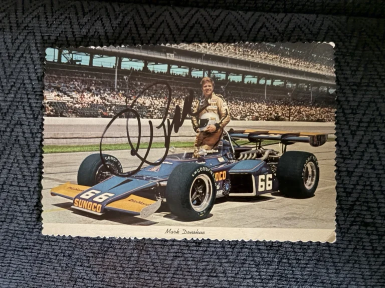 Roger Penske Signed Indianapolis Indy 500 Vintage Post Card Mark Donohue 1972
