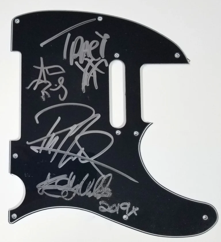 L.A. Guns hand SIGNED Guitar Pickguard COA Autographed Phil Lewis Tracii +2 LA