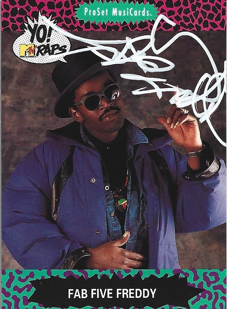 Fab Five Freddy REAL hand SIGNED 1991 Yo! MTV Raps Trading Card #2 COA Autograph